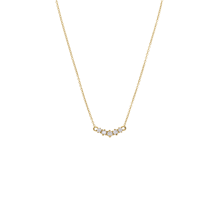 Stainless steel goldplated vintage ketting met wit zirkonia