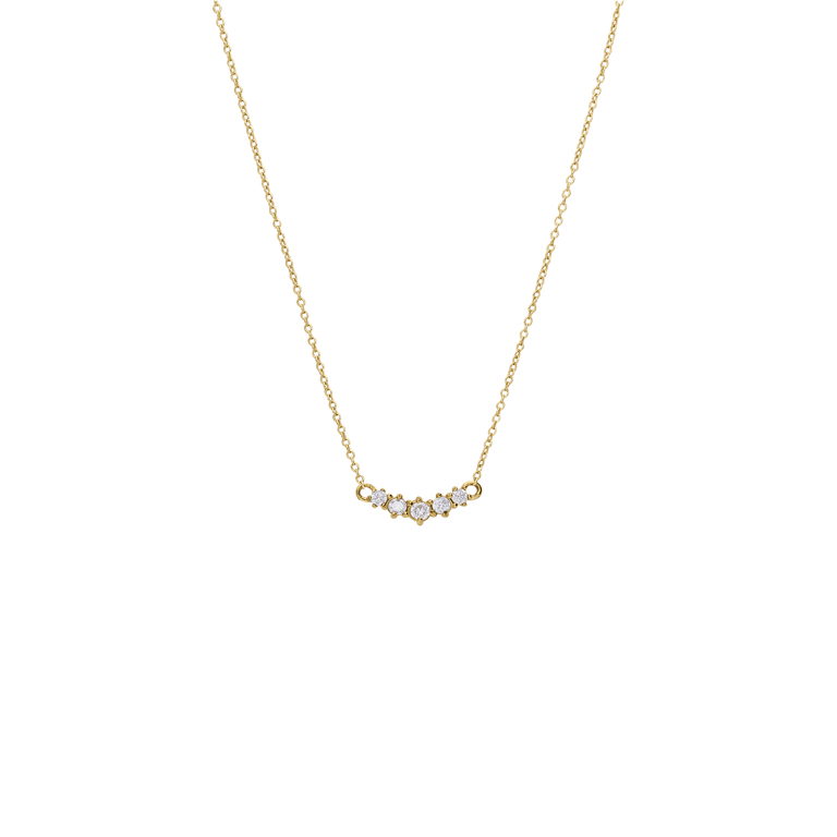 Stalen goldplated vintage ketting met wit zirkonia