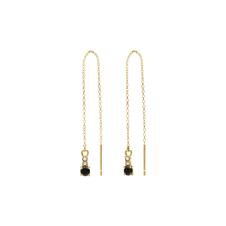 Stainless steel goldplated doortrek oorbellen met zirkonia voor dames