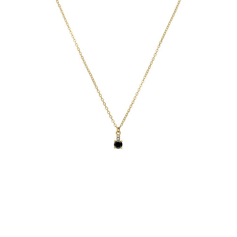 Stalen goldplated vintage ketting met zwart zirkonia