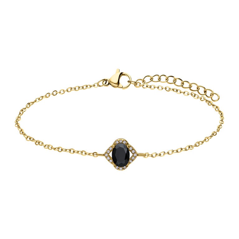 Armband im Vintage-Stil aus Edelstahl, vergoldet, mit schwarzem Zirkonia