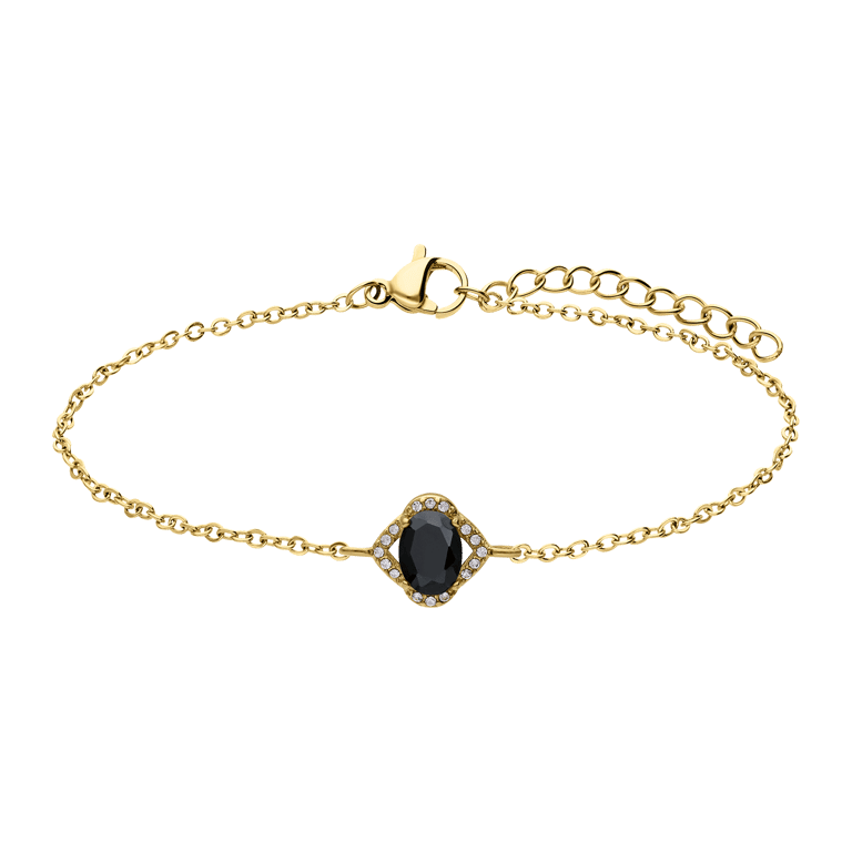 Stainless steel goldplated fantasiearmband met zirkonia voor dames