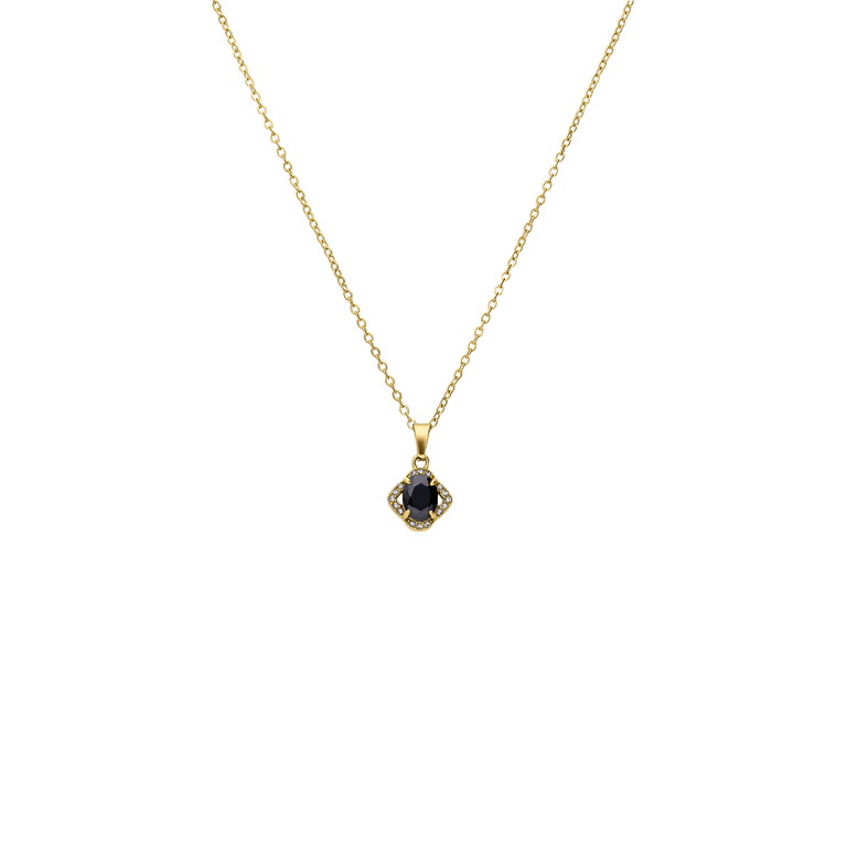 Stainless steel goldplated ketting met hanger met zirkonia voor dames