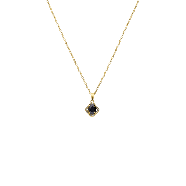 Stalen goldplated ketting met hanger met zirkonia voor dames