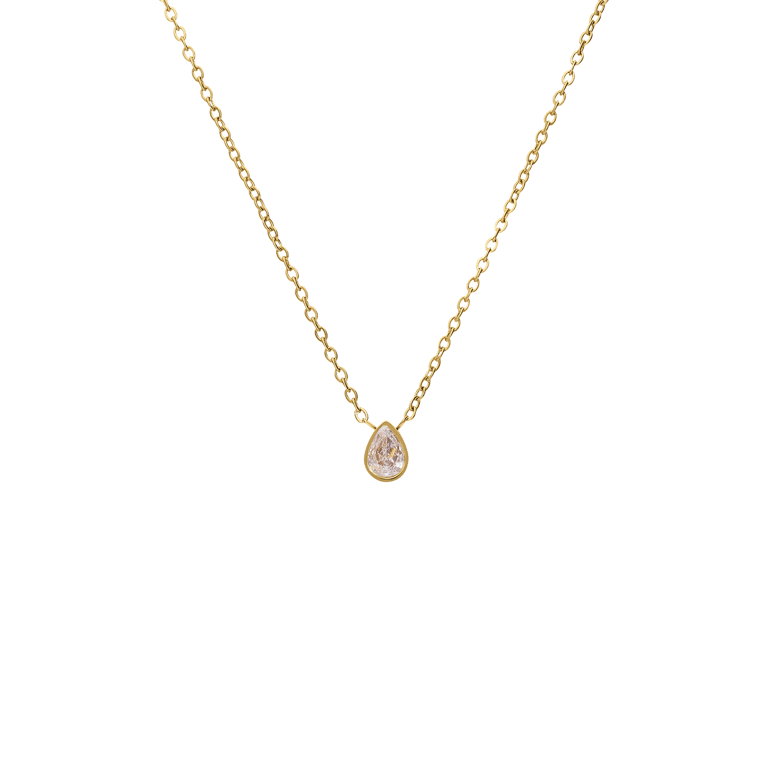 Stalen goldplated ketting met hanger met zirkonia voor dames