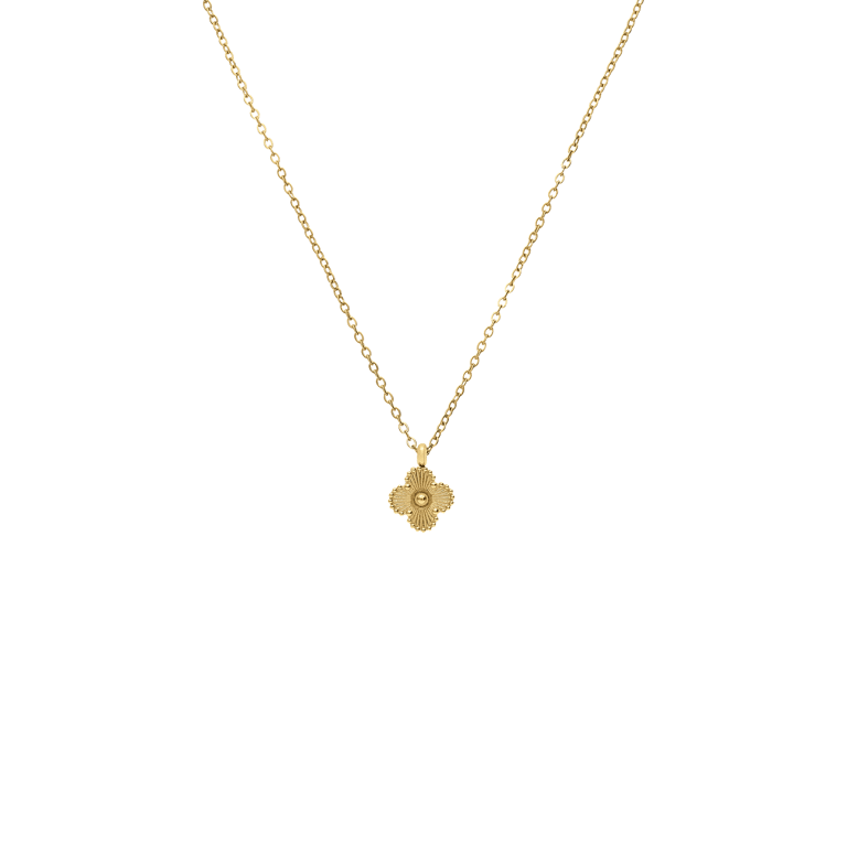 Stalen goldplated ketting met hanger klaver voor dames