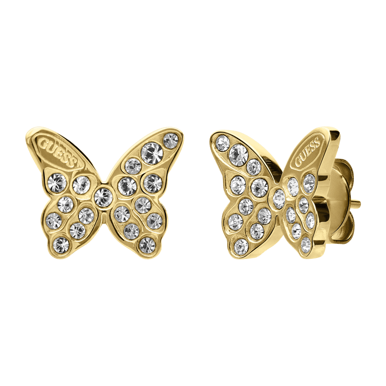 Guess stainless steel goldplated oorknoppen vlinder CHRYSAL