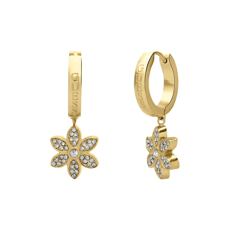 Guess Ohrringe aus Edelstahl, vergoldet, WHITE LOTUS