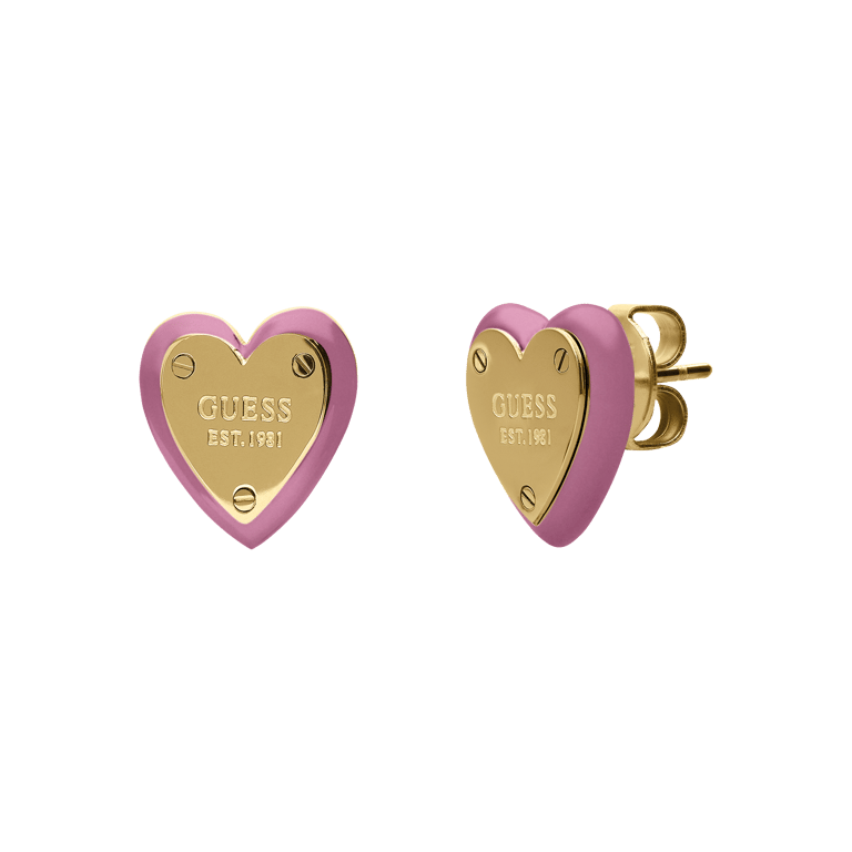 Guess stalen goldplated oorknoppen ALL YOU NEED IS LOVE