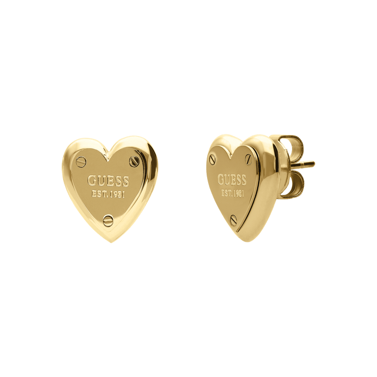 Guess stalen goldplated oorknoppen ALL YOU NEED IS LOVE