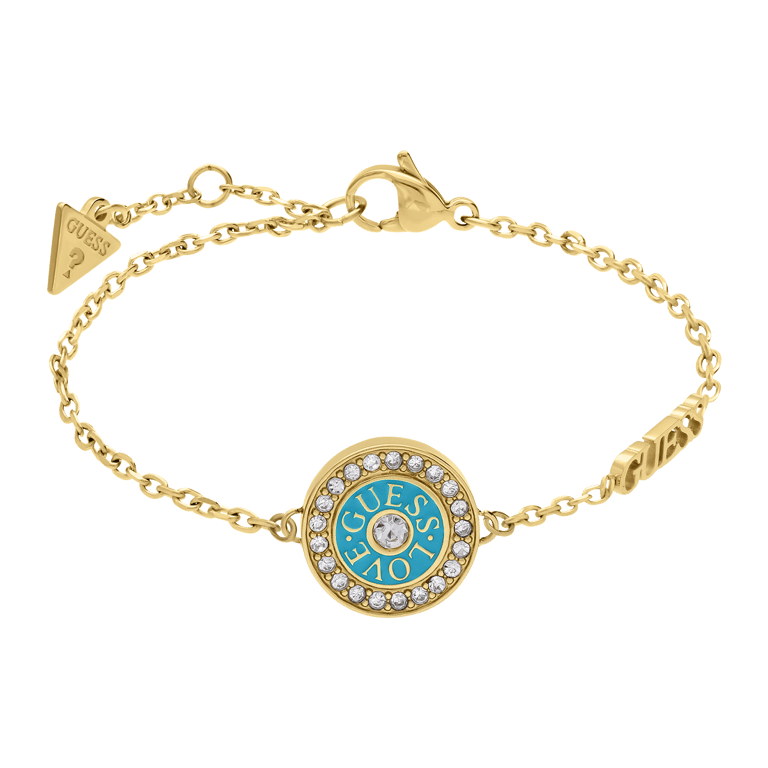 Guess stalen goldplated armband LOVE GUESS blauw