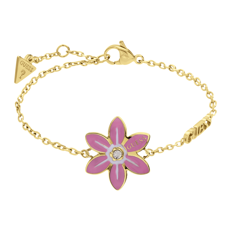 Guess stalen goldplated armband roze WHITE LOTUS