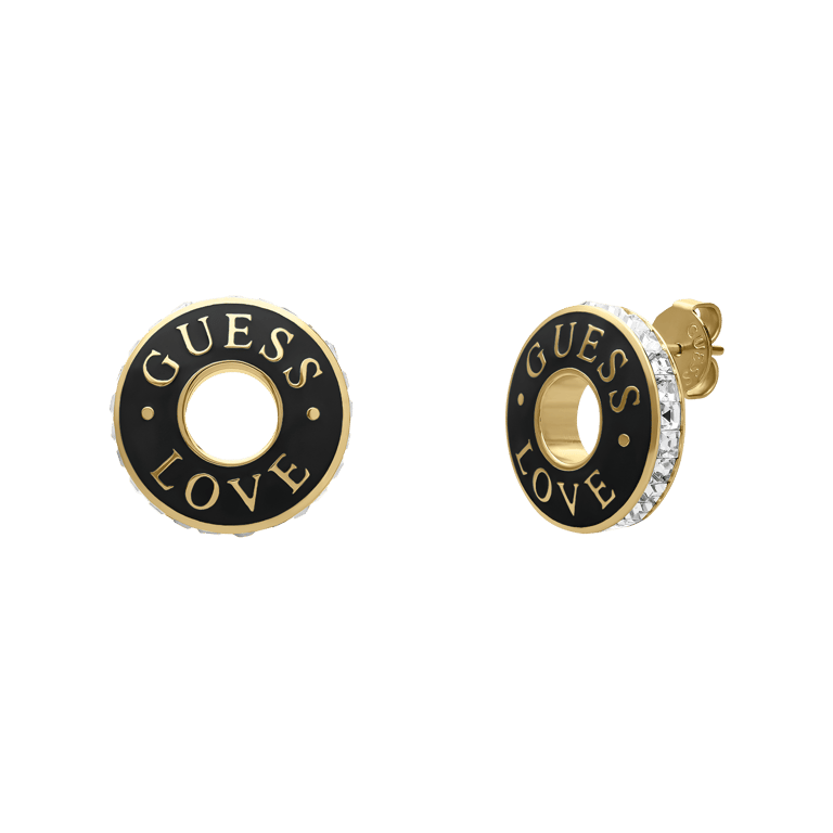 Guess stainless steel goldplated oorknoppen LOVE GUESS voor dames