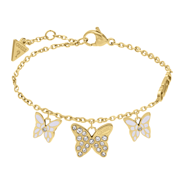 Guess stalen goldplated fantasiearmband met zirkonia voor dames