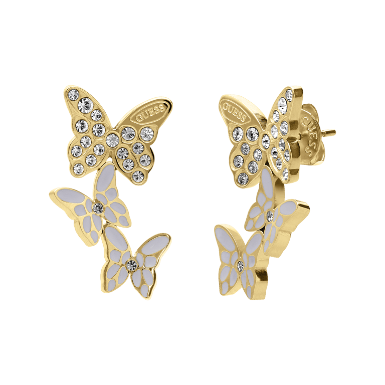 Guess stalen goldplated oorhangers CHRYSALIS