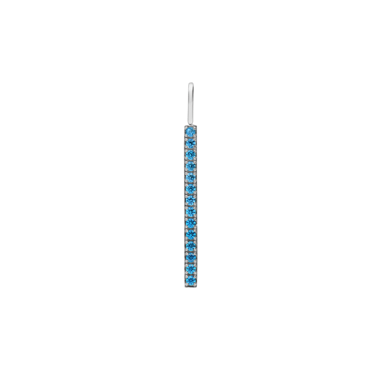 Charm aus Edelstahl, Stab mit blauem Zirkonia