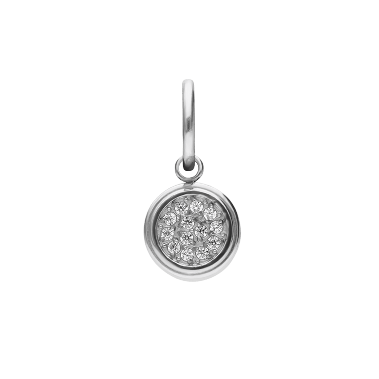 Charm aus Edelstahl, Kugel mit Zirkonia