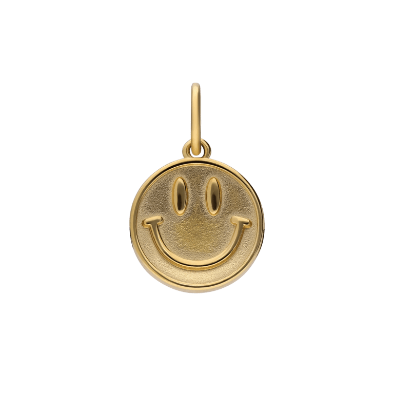 Charm aus Edelstahl, vergoldet, Smiley