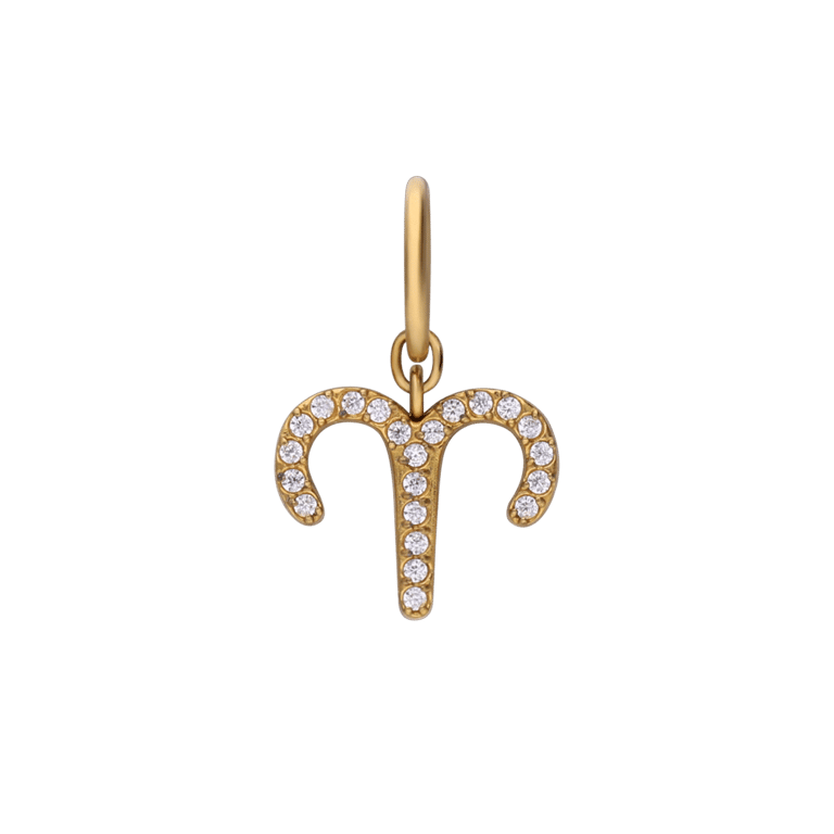 Stalen goldplated sterrenbeeldhanger Ram met zirkonia voor dames