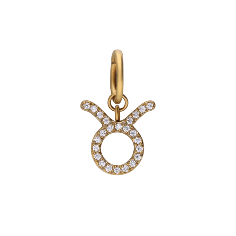 Stalen goldplated sterrenbeeldhanger Stier met zirkonia voor dames