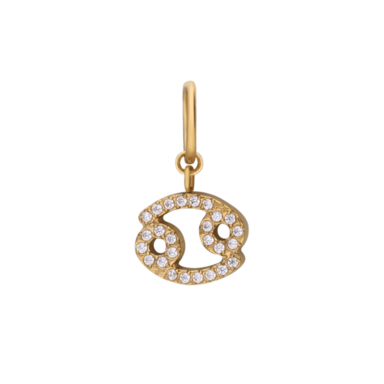 Stalen goldplated sterrenbeeldhanger Kreeft met zirkonia voor dames