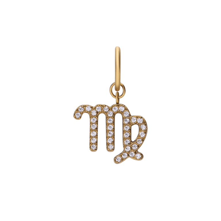 Stalen goldplated sterrenbeeldhanger Maagd met zirkonia voor dames