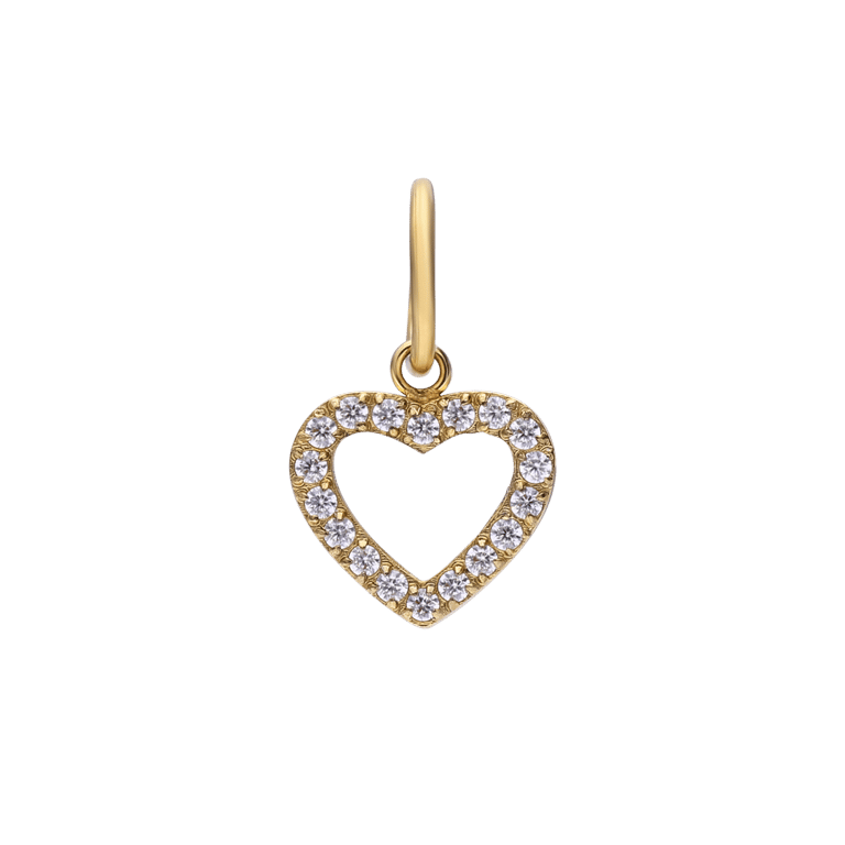 Stalen goldplated hanger hart met zirkonia voor dames