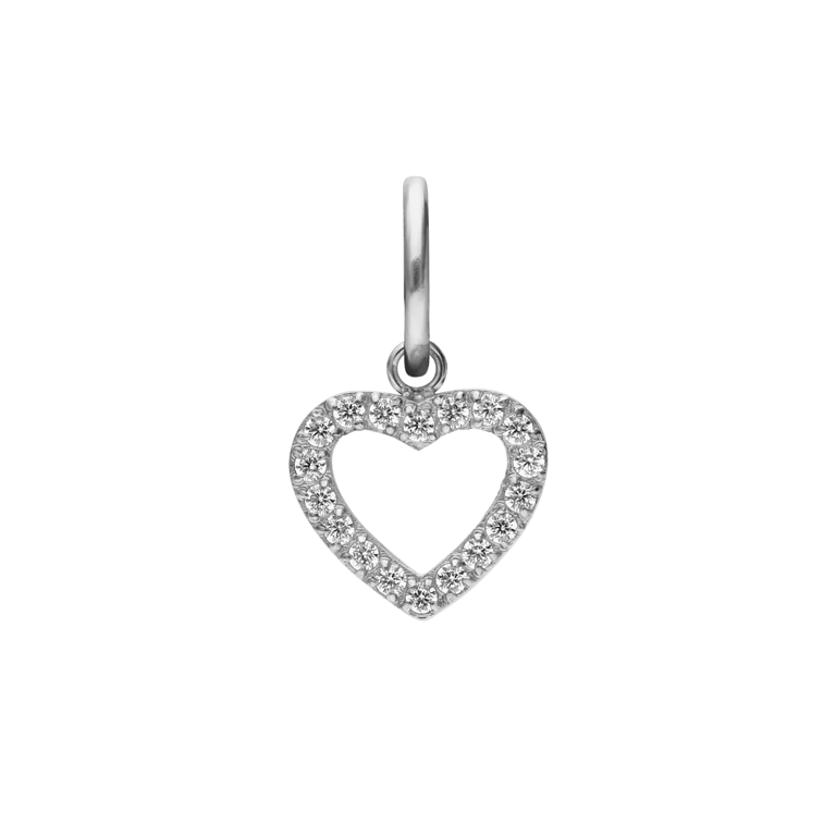 Charm aus Edelstahl, offenes Herz mit Zirkonia