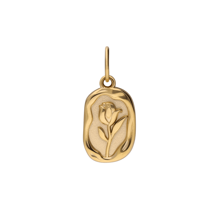 Stainless steel goldplated hanger bloem voor dames