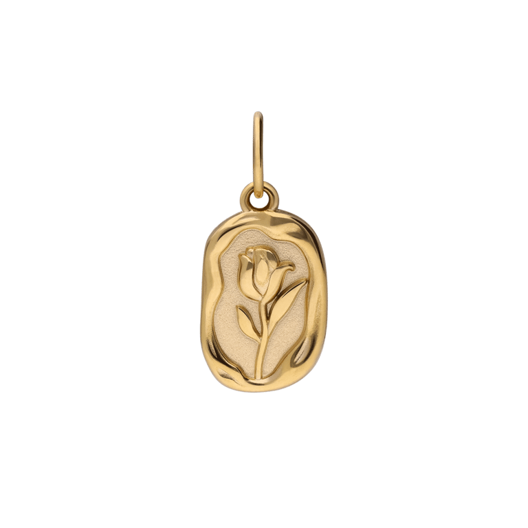 Stalen goldplated hanger bloem voor dames