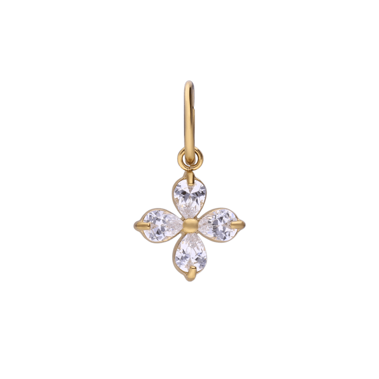 Stalen goldplated hanger bloem met zirkonia voor dames