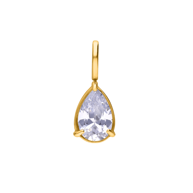 Stalen goldplated hanger druppel met zirkonia voor dames