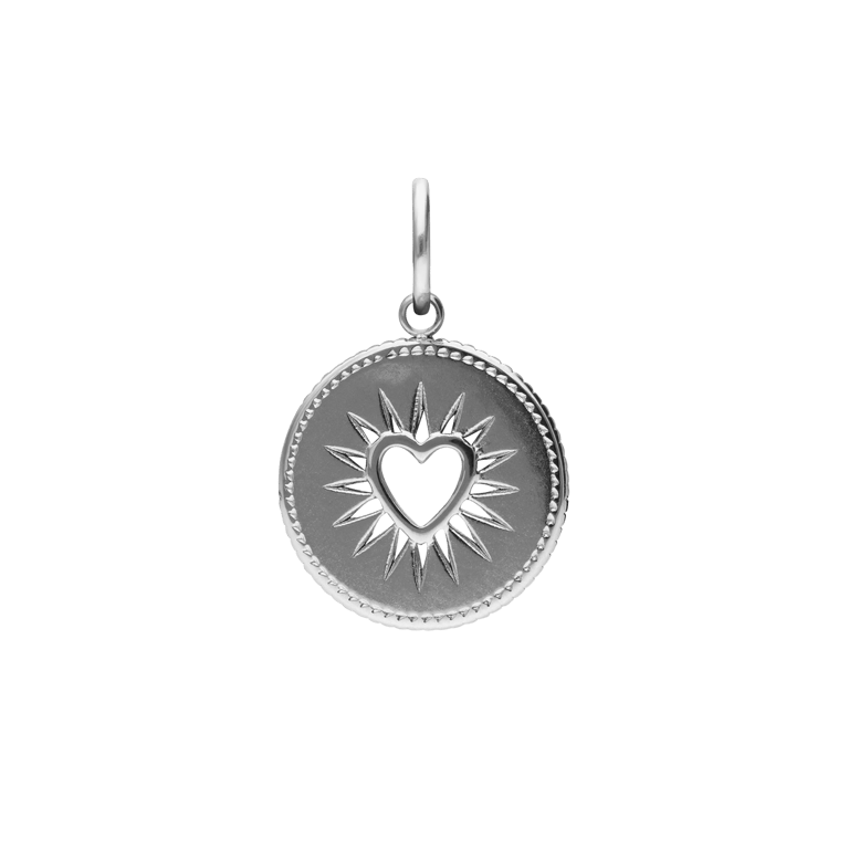 Charm aus Edelstahl, Herz, Münze