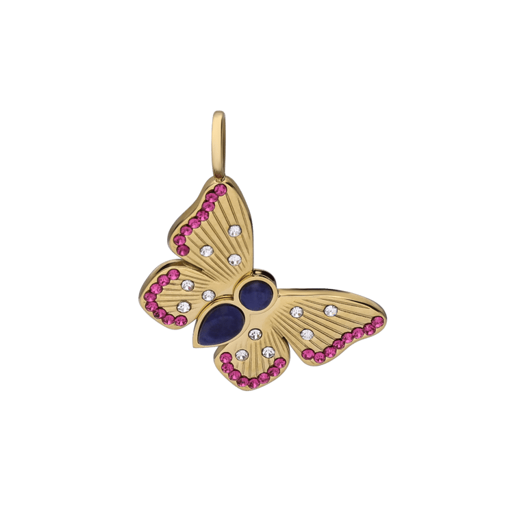 Stalen goldplated hanger met zirkonia voor dames