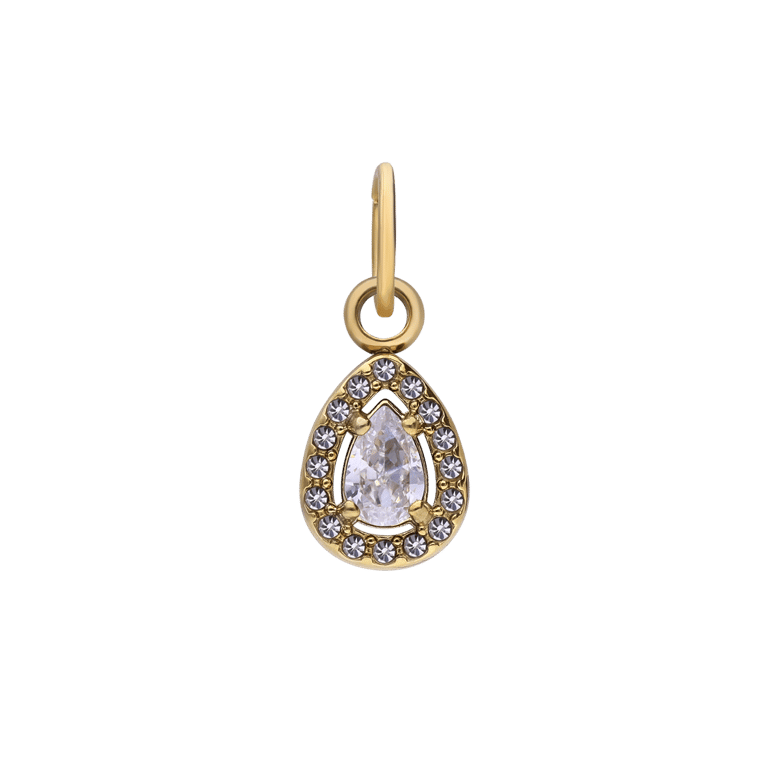Stalen goldplated hanger druppel met zirkonia voor dames