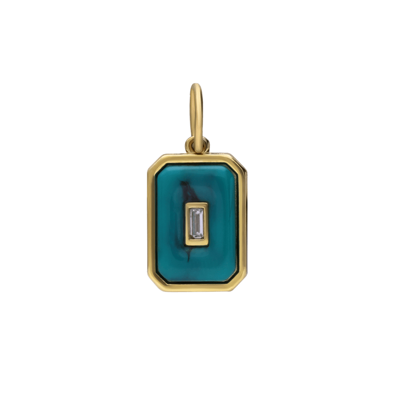 Stalen goldplated hanger met groen voor dames