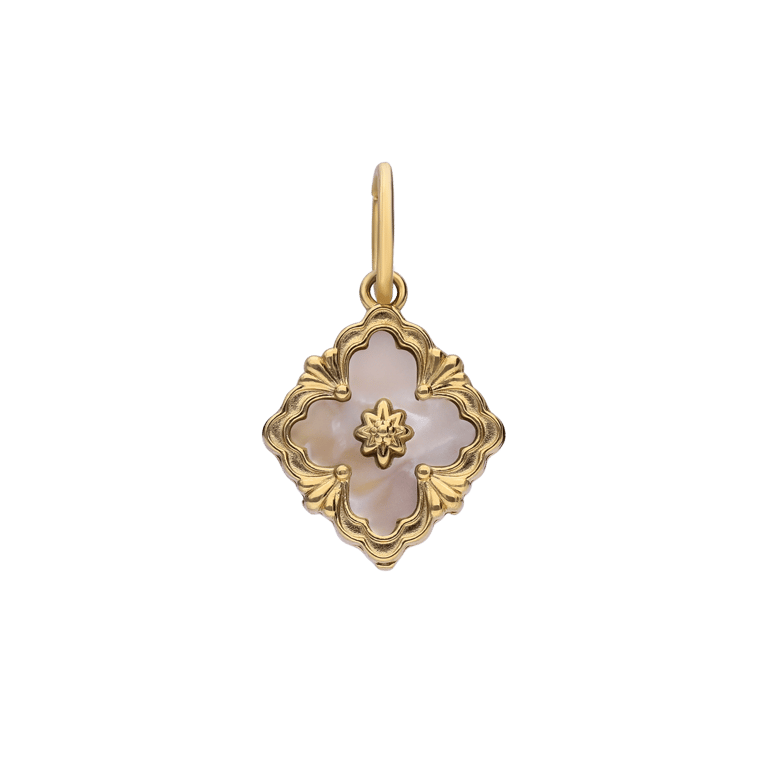 Stalen goldplated hanger bloem voor dames
