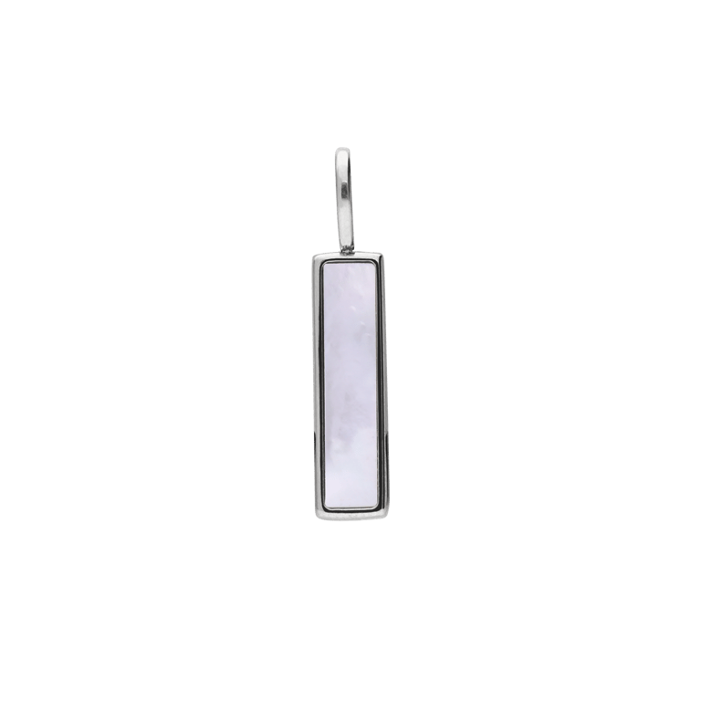 Charm aus Edelstahl, Stab, Weiß
