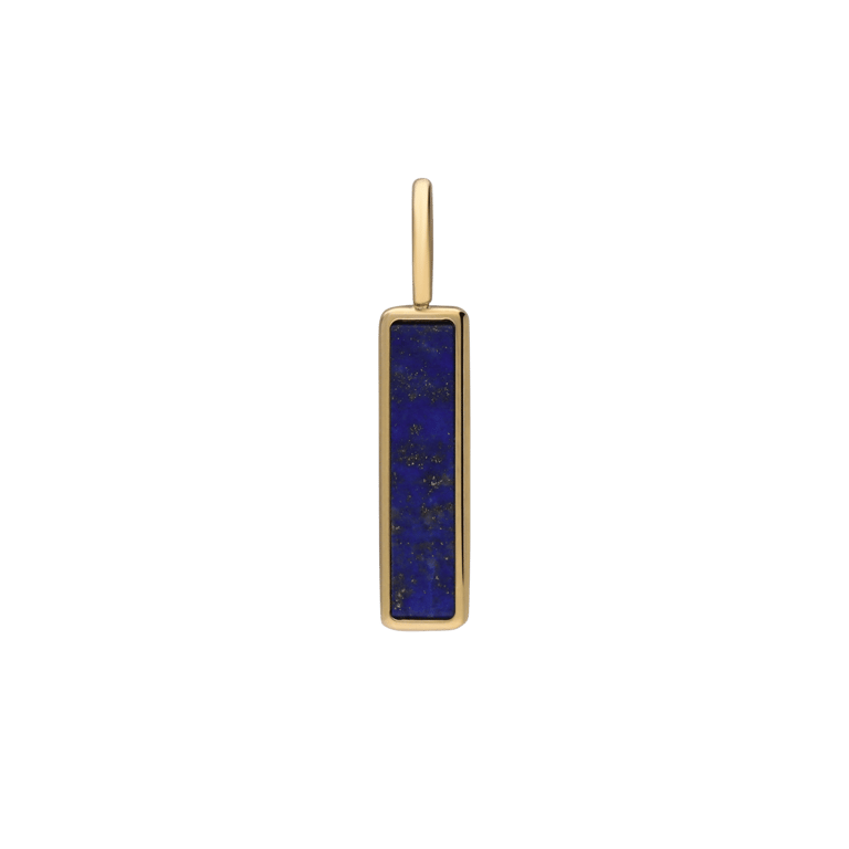 Charm aus Edelstahl, vergoldet, Stab mit Lapislazuli