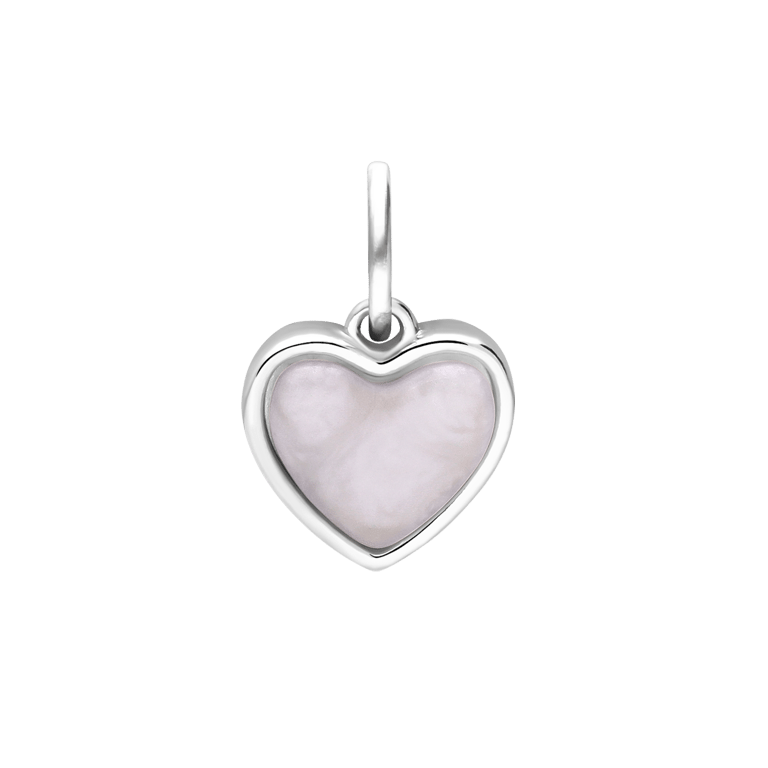 Charm aus Edelstahl, Herz, Weiß