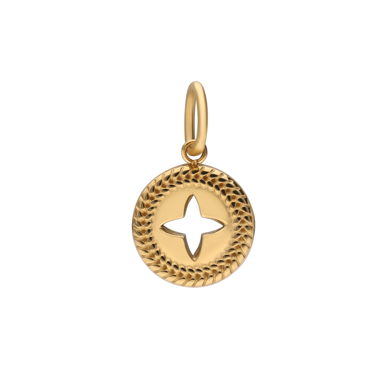 Charm aus Edelstahl, vergoldet, Stern, offenes Design