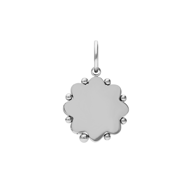 Charm aus Edelstahl, Münze mit Blume