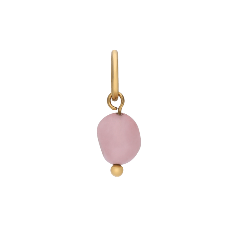 Stalen goldplated hanger met rozenkwarts voor dames