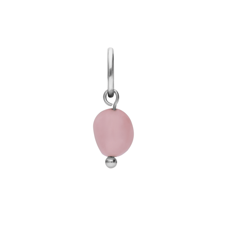 Charm aus Edelstahl mit Rosenquarz
