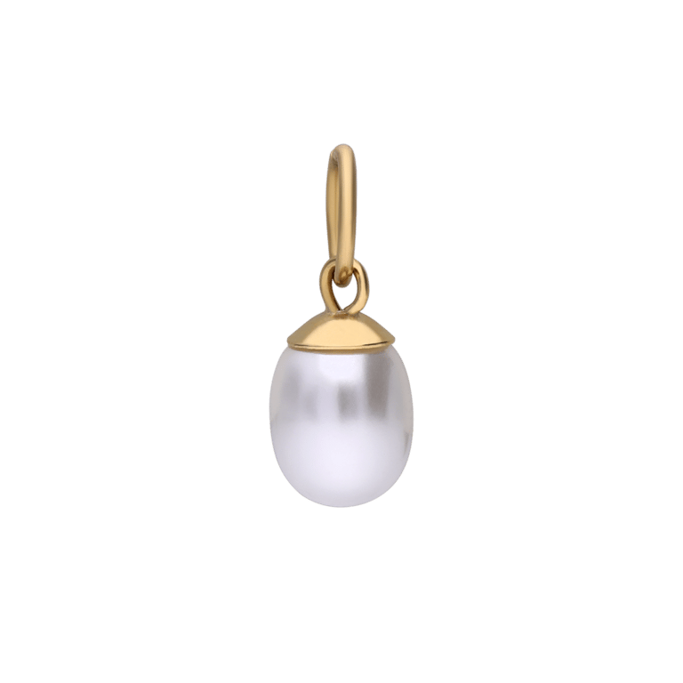 Stalen goldplated hanger met parel voor dames