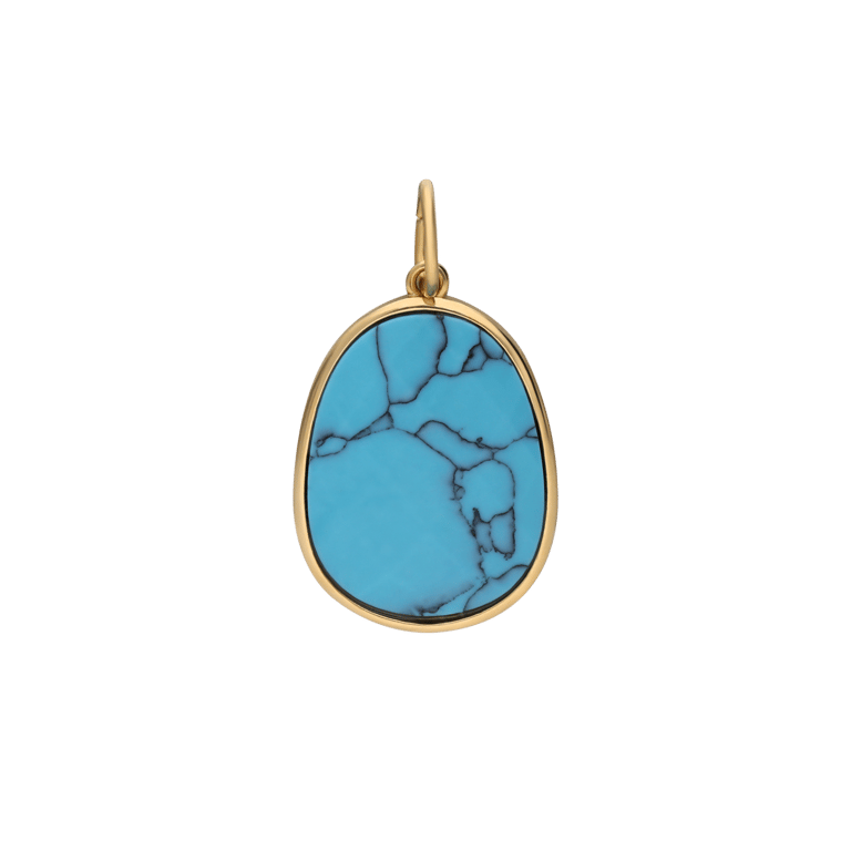 Stalen goldplated hanger met turquoise voor dames