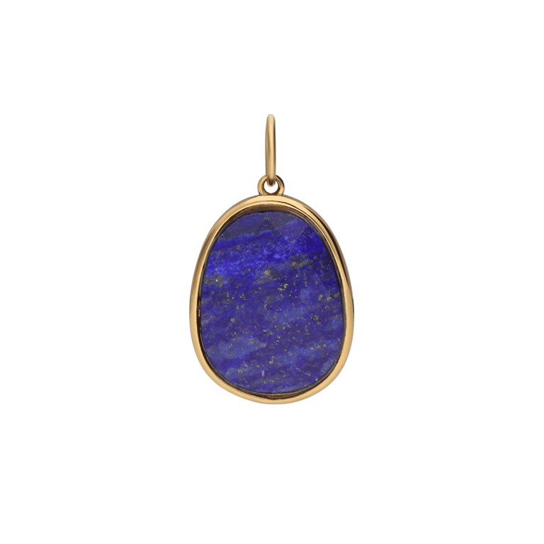 Charm aus Edelstahl, vergoldet, mit Lapislazuli