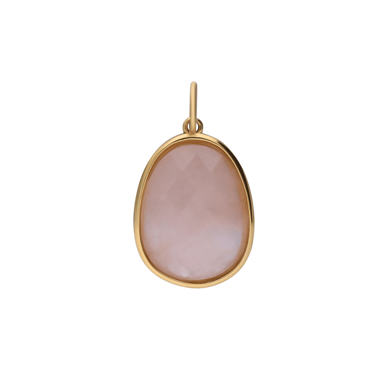 Stalen goldplated hanger met rozenkwarts voor dames