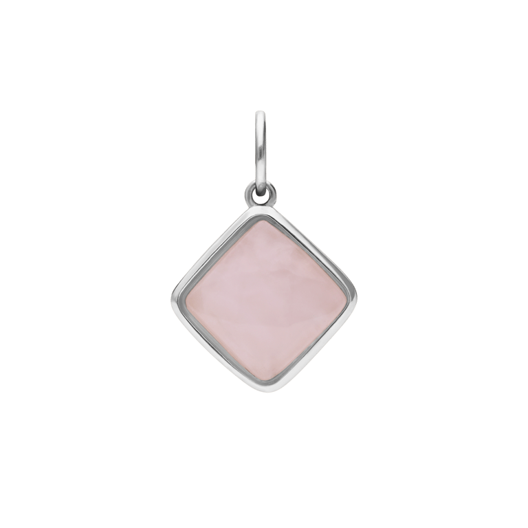 Charm aus Edelstahl mit Rosenquarz