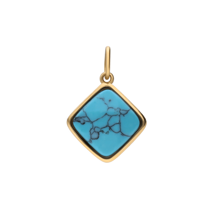 Stalen goldplated hanger met turquoise voor dames